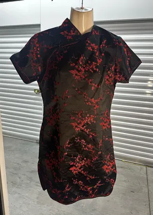 New Qipao Cheongsam Dress Black Red Floral thumbnail 1