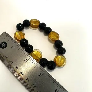 Black and yellow stretchy beaded bracelet thumbnail 4