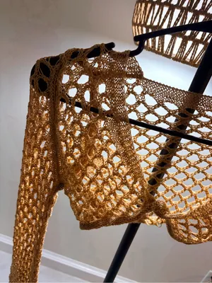 SHEIN Open-Knit Mustard Cropped Shrug thumbnail 5