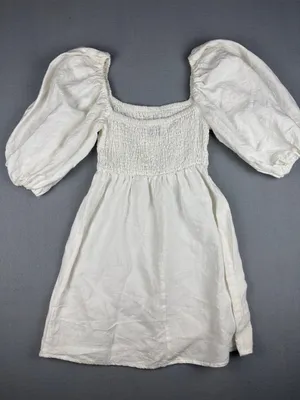 Tuckernuck Annie Puff-Sleeve Smocked linen Dress Size: Small thumbnail 3