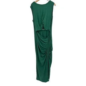 Halara Green Bodycon Cut Out Dress SIZE‎ XL Ruched Drawstring Slit Maxi Sexy thumbnail 2