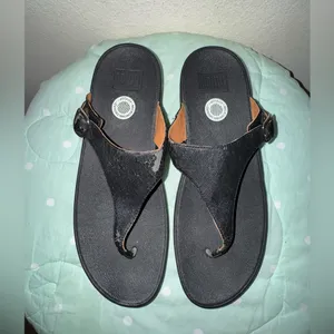Fitflop Black Textured Sandals Womens size 10 thumbnail 4