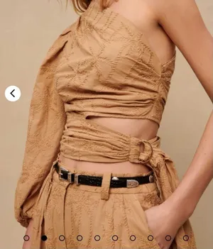 Maje‎ $295 Lalmeto Top Asymmetrical balloon sleeve slim ruched waist Size 0- 2 thumbnail 1