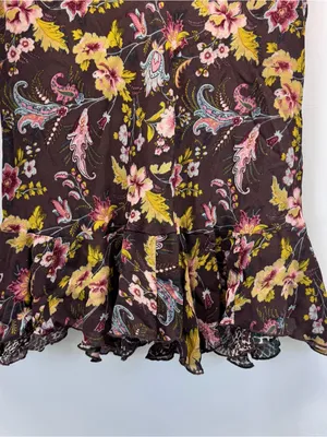 Reversible Floral Animal Midi Skirt 32” L Green Brown Fall Boho Indie Academia thumbnail 8