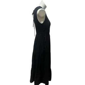 ZESICA Maxi Dress Womens Size L Black Sleeveless High Neck Tie-Back Long thumbnail 5