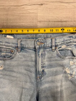 American Eagle Super High-Rise Ankle Straight Distressed Light Wash Jeans Size 8 thumbnail 5