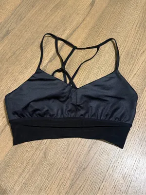 Alo Yoga Lavish Bra Glossy Black Mesh:Size Medium thumbnail 3