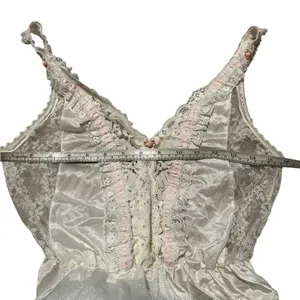 Vintage Tosca Teddy Lingerie White Nylon Pink Ruffle Lace Coquette Sexy Feminine thumbnail 9