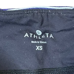 Athleta Leggings Size XS Black W/‎ Purple White Striped Stretch Athleisure 24X20 thumbnail 5