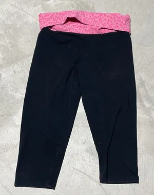 Victoria's Secret PINK Women's Y2K Fold Over Yoga Pants Pink Sparkle SZ M Capri thumbnail 1