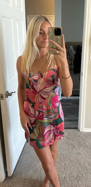Sky to Moon Floral Silk Mini Dress thumbnail 1