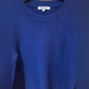 Madewell Readfield Pullover Wool Cropped Sweater in Voyage Cobalt Blue Sz Medium thumbnail 7