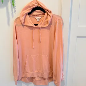 Weatherproof Vintage Women's Pastel Orange Gingham Lightweight Hoodie Size Large thumbnail 2