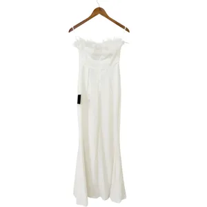 Lulus Extraordinary Glam White Feather Strapless Mermaid Maxi Dress size S NWT thumbnail 4