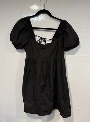Black Puff-Sleeve Mini Dress - Classic Women's Style Le Lis 100% cotton thumbnail 1