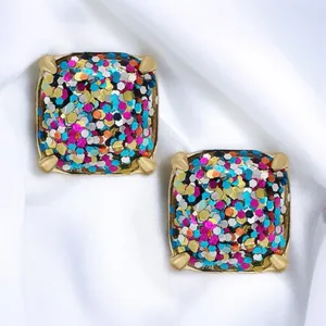 Kate Spade multicolor confetti square stud earrings thumbnail 1