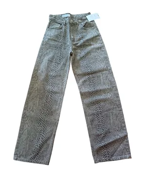 Zara Womens Snake‎ Print High Rise Wide Leg Jeans Size 0 NWT thumbnail 1