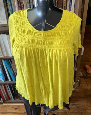 Free People smocked shoulders flowy knit boho M top thumbnail 1