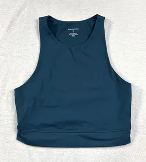 Banana Republic M Teal Blue Active High Neck Cropped Tank Top‎ Sporty thumbnail 1