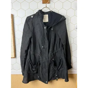 Free People Lightweight Black Slouchy Full Zip Hooded Jacket - Size - XS thumbnail 5