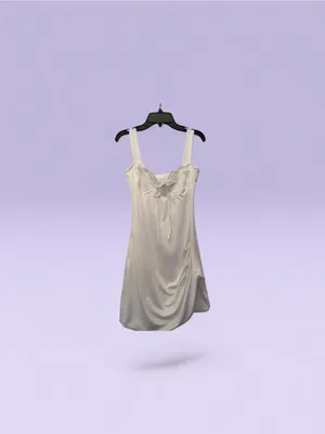 White Lace-Accent fitting Chemise with Bow Tie and lace. thumbnail 3