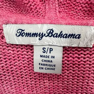 Tommy‎ Bahama Cable Knit Sweater Womens Small Pink Hooded Pullover Linen Cotton thumbnail 11