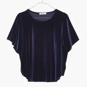 Madewell Velvet Butterfly Top Shortsleeve Fairy Whimsigoth Grunge in Deep Navy M thumbnail 3