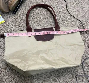 Sofft Nylon & Leather Shoulder Tote Bag Tan Khaki Purse thumbnail 9