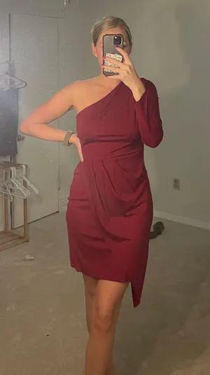Amazon Maroon One Shoulder Dress thumbnail 2