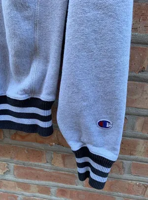 Champion Vintage 90's Reverse Weave Ringer Sweatshirt Crewneck Spellout Gray Medium M thumbnail 4