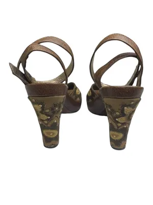 Kenneth Cole ❁ Afterflower Ankle Strap Embroidered Leather Heels ❁ Brown ❁ 9M ❁ thumbnail 5