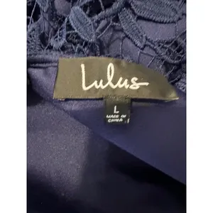 Lulu's Navy Blue Lace Floral Short Sleeve Sheath Dress With Back Zipper Closure‎ thumbnail 7