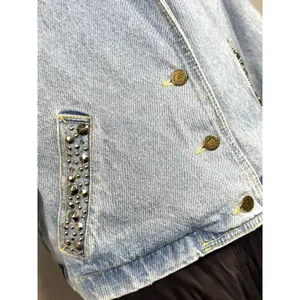 Vintage 80s YES Clothing Co Studded Denim Jacket S USA Rhinestone Western thumbnail 6