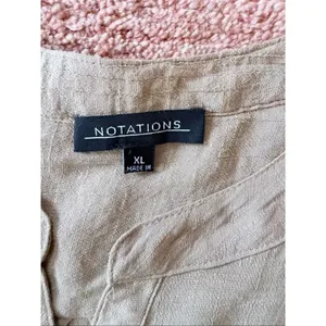 Notations Beige Button Front Utility Blouse XL Roll Tab Sleeves thumbnail 2