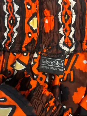 Women’s Boho Tribal Print Wide Leg Palazzo Pants Orange Brown thumbnail 8