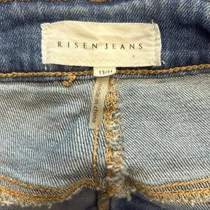 Risen Jeans High Rise Button Fly Distressed Frayed Raw Hem Stretchy‎ Size 13/31 thumbnail 8
