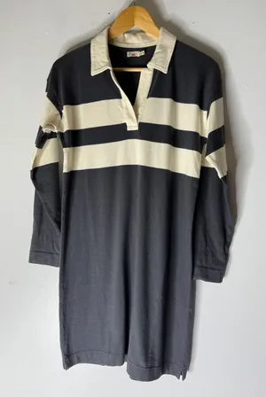 Faherty Rugby Jersey Polo Dress Open Stripe navy white size XS thumbnail 1