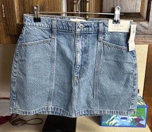 Abercrombie & Fitch Light Blue Denim Mini Skirt thumbnail 1