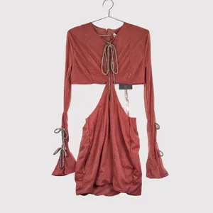 NWT House of CB Mini Dress Miranda Rose Crystal Trim Cutout Stretch Party Large thumbnail 2