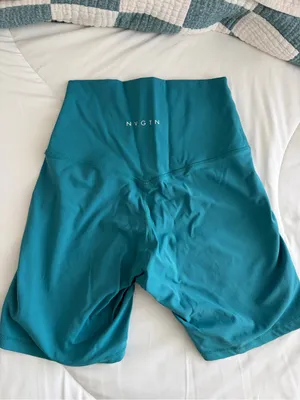 NVGTN High-Waist Teal Bike Shorts thumbnail 2