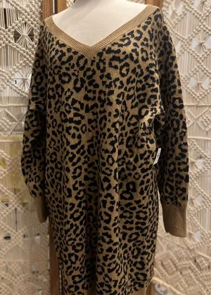 Old Navy NWT Animal Print Long Sleeve Sweater Dress thumbnail 1