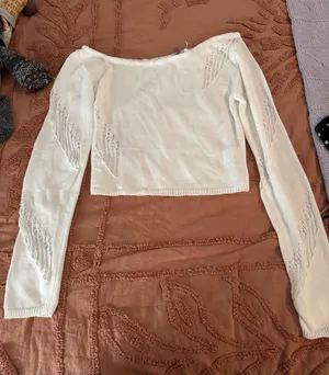 Princess Polly Top Crop White Long Sleeve thumbnail 1