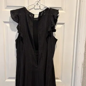 ECOWISH Black Eyelet Lace Ruffle Cap Sleeve Midi Dress XL NWT Cotton Coquette thumbnail 7