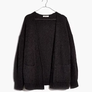 Madewell Redford Merino Wool Blend Chunky Cardigan Sweater Womens Large Charcoal thumbnail 2