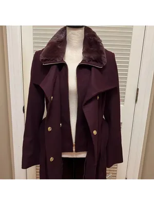 $360 Sam edelman belted wool coat in rich plum size 8 thumbnail 8