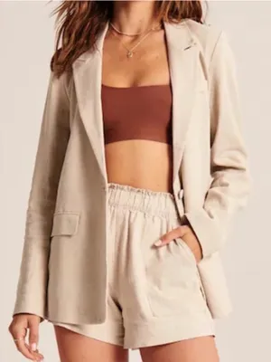 Abercrombie & Fitch Linen Blend Single Button Blazer thumbnail 1