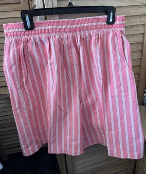 Ladies Striped Elastic-Waist Shorts Large thumbnail 1
