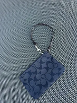 Navy coach wristlet spring, summer, wallet, purse, casual‎ little leather brown thumbnail 5