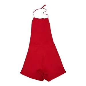 ✨Zara Women’s Red Ribbed Halter Romper Shorts Open Back Tie Festival Beach Mini✨ thumbnail 3