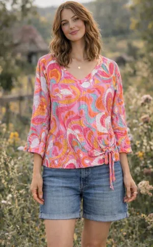 Ali Miles Blouse V-Neck Tunic Abstract Geometric Print Size Medium Top thumbnail 1